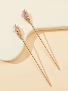 2个装女士花朵装饰时尚发夹，可用于头发装饰、优雅发髻、发髻造型、发饰、发型设计，适合学生、学生用品、发饰、头部饰品等。