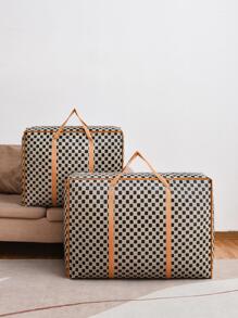 1入組格紋圖案被子收納袋 - 棕色 - 查看 7