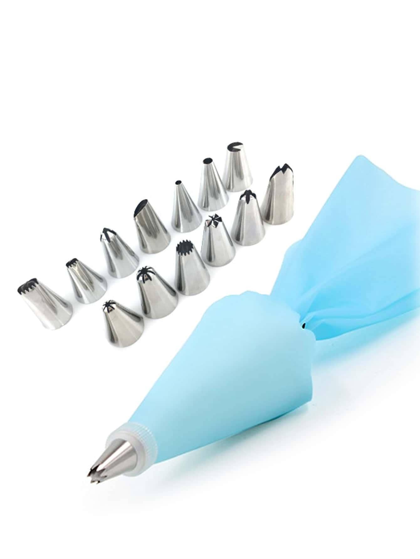 16pcs Piping Nozzle & Pastry Bag Set - Blue - View 1