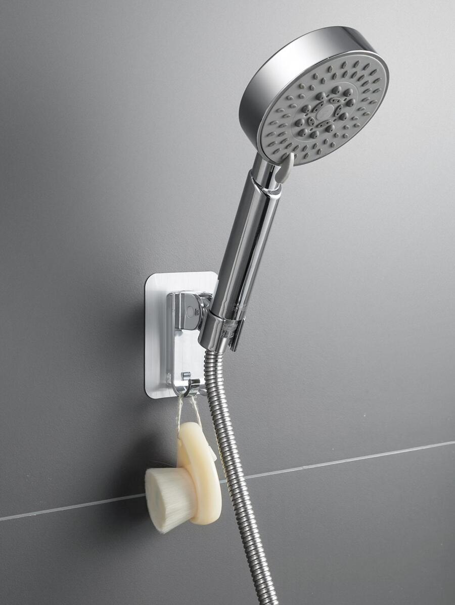 1 件/2 件可调节淋浴喷头支架，浴室配件，无需钻孔，通用 - 銀色 - 查看 1