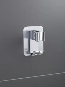 1 件/2 件可调节淋浴喷头支架，浴室配件，无需钻孔，通用 - 銀色 - 查看 4