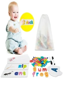 Wooden Matching Letter Game - Spelling Games with Flash Cards - Educational Learning Toys for Toddlers - 彩色 - 查看 1