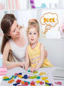 Wooden Matching Letter Game - Spelling Games with Flash Cards - Educational Learning Toys for Toddlers - 彩色 - 查看 6