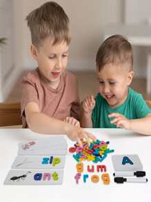 Wooden Matching Letter Game - Spelling Games with Flash Cards - Educational Learning Toys for Toddlers - 彩色 - 查看 7