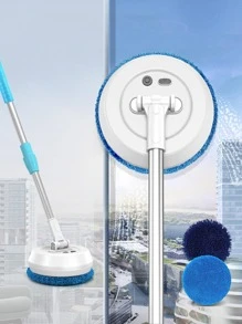 1pc Long Handle Electric Window Cleaning Brush - White - View 1