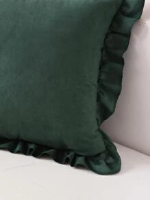 1 vỏ gối viền bèo nhún bằng da lộn hoặc gối thắt lưng, vỏ gối trơn màu viền hoa tươi trẻ trung không có ruột, dùng để trang trí phòng khách, phòng ngủ, ghế sofa - Màu xanh lá cây đậm - Xem 4