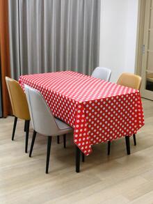 1pc Polka Dot Pattern Disposable Table Cover, Modern PEVA Disposable Tablecloth For Kitchen - Red - View 2