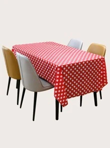 1pc Polka Dot Pattern Disposable Table Cover, Modern PEVA Disposable Tablecloth For Kitchen - Red - View 1