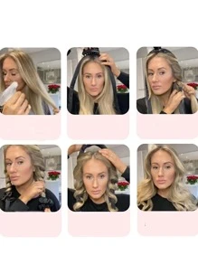 1 pieza Rizado de cabello sin calor con esponja holgada, herramienta para peinado - Negro - Ver 5