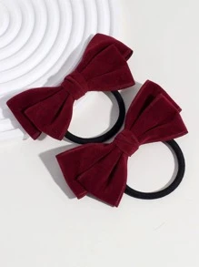 2入組女士蝴蝶結裝飾時尚髮圈適用於頭髮裝飾用品