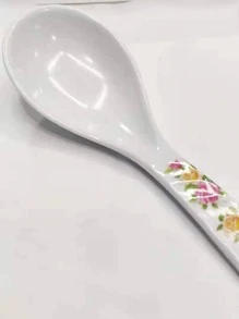 1 pieza Cuchara de arroz de melamina con aspecto cerámico, regalo navideño de color aleatorio - Verde Oscuro - Ver 6