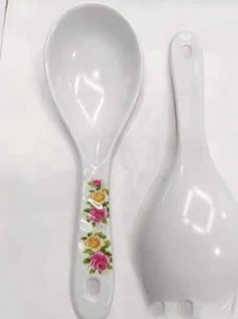 1 pieza Cuchara de arroz de melamina con aspecto cerámico, regalo navideño de color aleatorio - Verde Oscuro - Ver 5