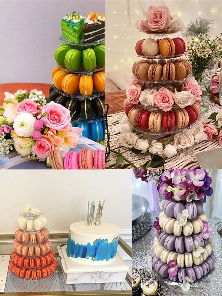 1個 6 段マカロンタワースタンドケーキディスプレイラックカップケーキ