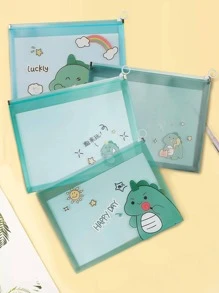 4pcs Cartoon Dinosaur Pattern Document Organizer - Green - View 2