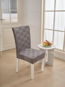 1pc Geometric Design Chair Cover, Simple Polyester Chair Slipcover For Dining Room