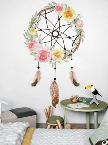 1pc Dreamcatcher & Floral Pattern Wall Sticker E-I-D - Multicolor - View 3