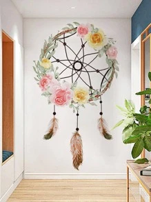 1pc Dreamcatcher & Floral Pattern Wall Sticker E-I-D - Multicolor - View 4