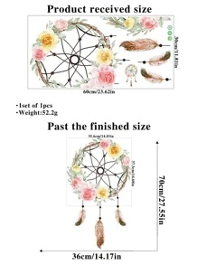 1pc Dreamcatcher & Floral Pattern Wall Sticker E-I-D - Multicolor - View 6