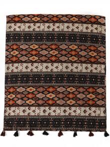 1條波西米亞風格女士幾何圖案流蘇裝飾時尚圍巾，適用於日常生活 - 彩色 - 查看 2