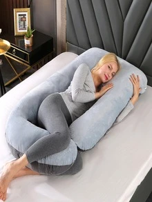 1pc Crystal Velvet Dual-Tone Light Grey-Navy Maternity Pillow - Black - View 3