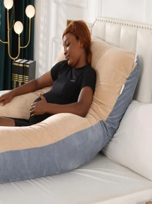 1pc Two Tone Pillow, Simple Maternity Pillow For Bed - Khaki - View 6