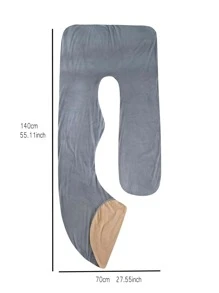 1pc Two Tone Pillow, Simple Maternity Pillow For Bed - Khaki - View 8