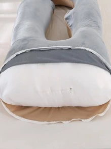 1pc Two Tone Pillow, Simple Maternity Pillow For Bed - Khaki - View 9