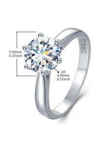 Newsoul 1 PC Bạc 925 0.5ct 1ct 2ct Thật Moissanite Nhẫn Cưới, Nhẫn Nữ Cao Cấp Trang Sức Chất Lượng - Bạc - Xem 8