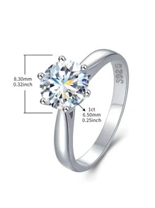 Newsoul 1pc 925 Sterling Silver 0.5ct 1ct 2ct Real Moissanite Rhinestone Ring Engagement Wedding Rings For Women Luxury Quality Jewelry Bridal Jewelry - Silver - View 8
