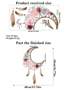 1 件月亮和花朵图案墙贴，贴纸，墙贴花，乙烯基贴花，用于家居装饰，春季装饰品让您的家焕然一新，节日装饰贴纸礼物生日毕业 - 彩色 - 查看 7