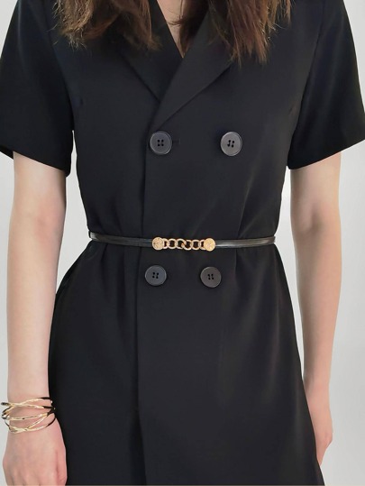 1pc Women Symmetrical Chain Buckle Fashionable Belt For Dress Decoration