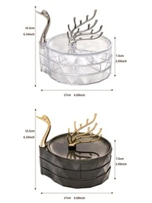 1pc Swan Design Jewelry Box - Black - View 5
