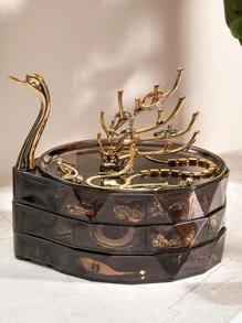 1pc Swan Design Jewelry Box - Black - View 1
