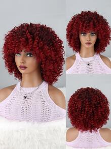 圓蓬式髮型短卷人造假髮 - 彩色 - 查看 1