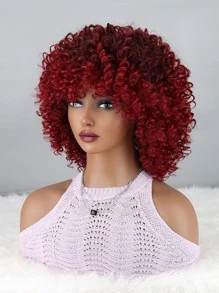 圓蓬式髮型短卷人造假髮 - 彩色 - 查看 7