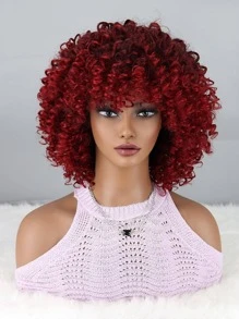 圓蓬式髮型短卷人造假髮 - 彩色 - 查看 6