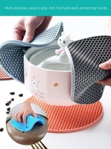 2pcs/set Silicone Insulation Pad, Modern Purple Honeycomb Textured Round Anti-slip Hot Pot Mat For Table - Violet Purple - View 4