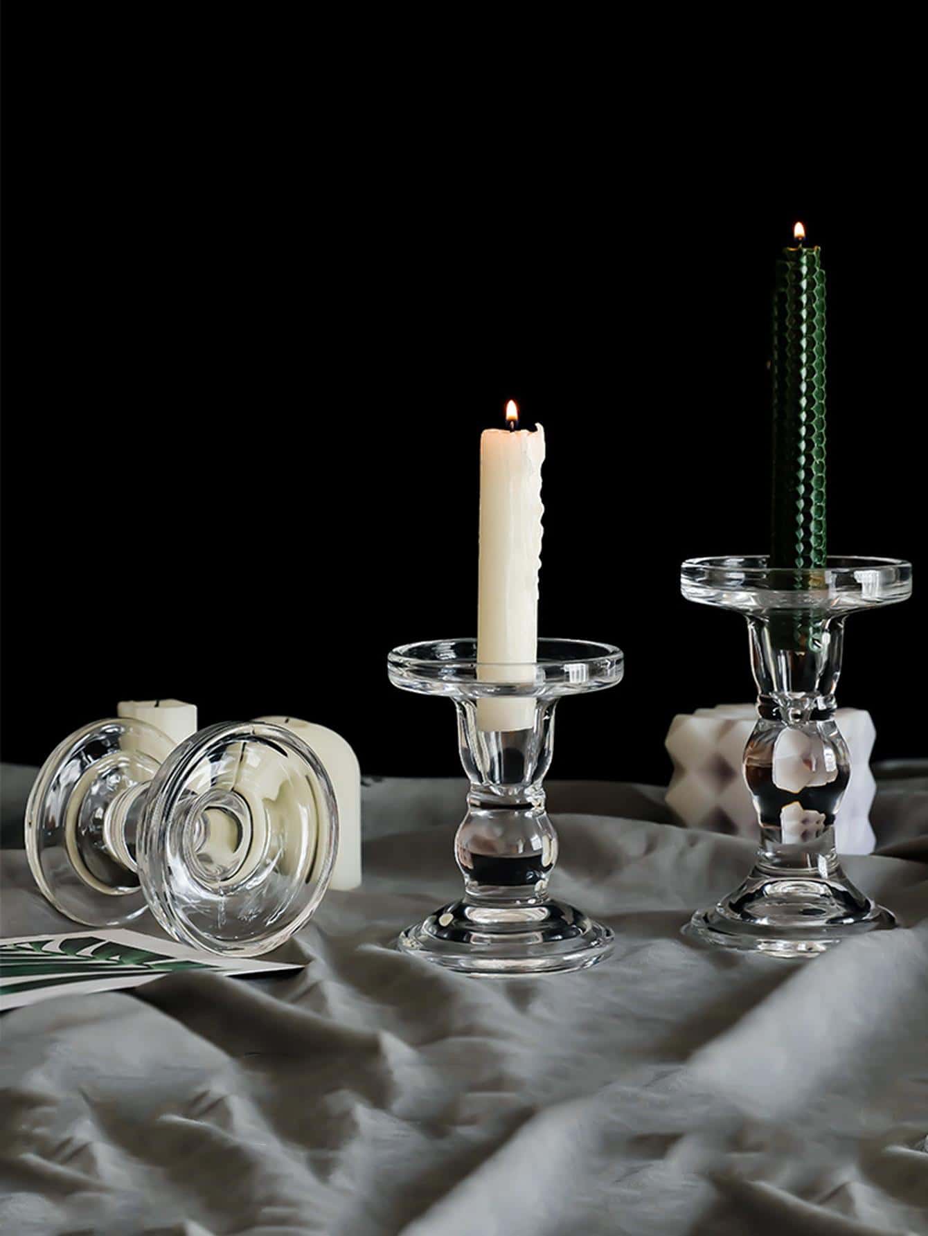 1 Giá nến thủy tinh, Đế nến trong suốt tối giản cho gia đình - Trong sáng - Xem 1