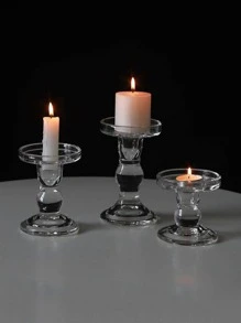 1 Giá nến thủy tinh, Đế nến trong suốt tối giản cho gia đình - Trong sáng - Xem 3