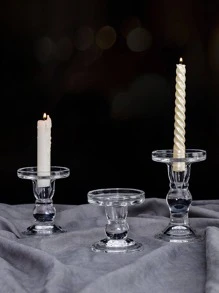 1 Giá nến thủy tinh, Đế nến trong suốt tối giản cho gia đình - Trong sáng - Xem 2