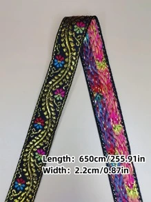 1 cuộn vải ren thêu hoa tự làm - màu đen - Xem 2