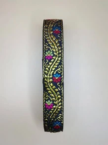 1 cuộn vải ren thêu hoa tự làm - màu đen - Xem 3