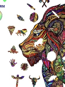 1入組獅子圖案七巧板 - 彩色 - 查看 4