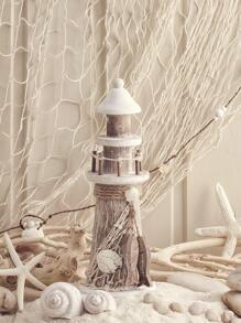 1 件地中海风格装饰渔网，带绳，墙壁照片展示和悬挂装饰，家居装饰，房间装饰，墙壁装饰 - 米色 - 查看 3