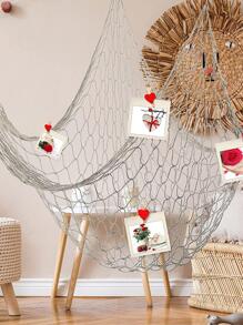 1 件地中海风格装饰渔网，带绳，墙壁照片展示和悬挂装饰，家居装饰，房间装饰，墙壁装饰 - 米色 - 查看 4