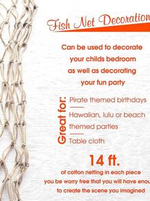 1 件地中海风格装饰渔网，带绳，墙壁照片展示和悬挂装饰，家居装饰，房间装饰，墙壁装饰 - 米色 - 查看 6