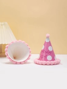 2pcs Slogan Graphic Pom Pom Decor Party Hat - Multicolor - View 2