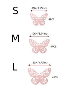 12pcs Paper Butterfly Sticker, 3D Hollow Butterfly Decal For Wall Decor,Stickers,Wall Decal, Vinyl Decal For Home Decorations,Spring Decoration Items Refresh Your Home,Rama Decoration Stickers - Rose Gold - View 2