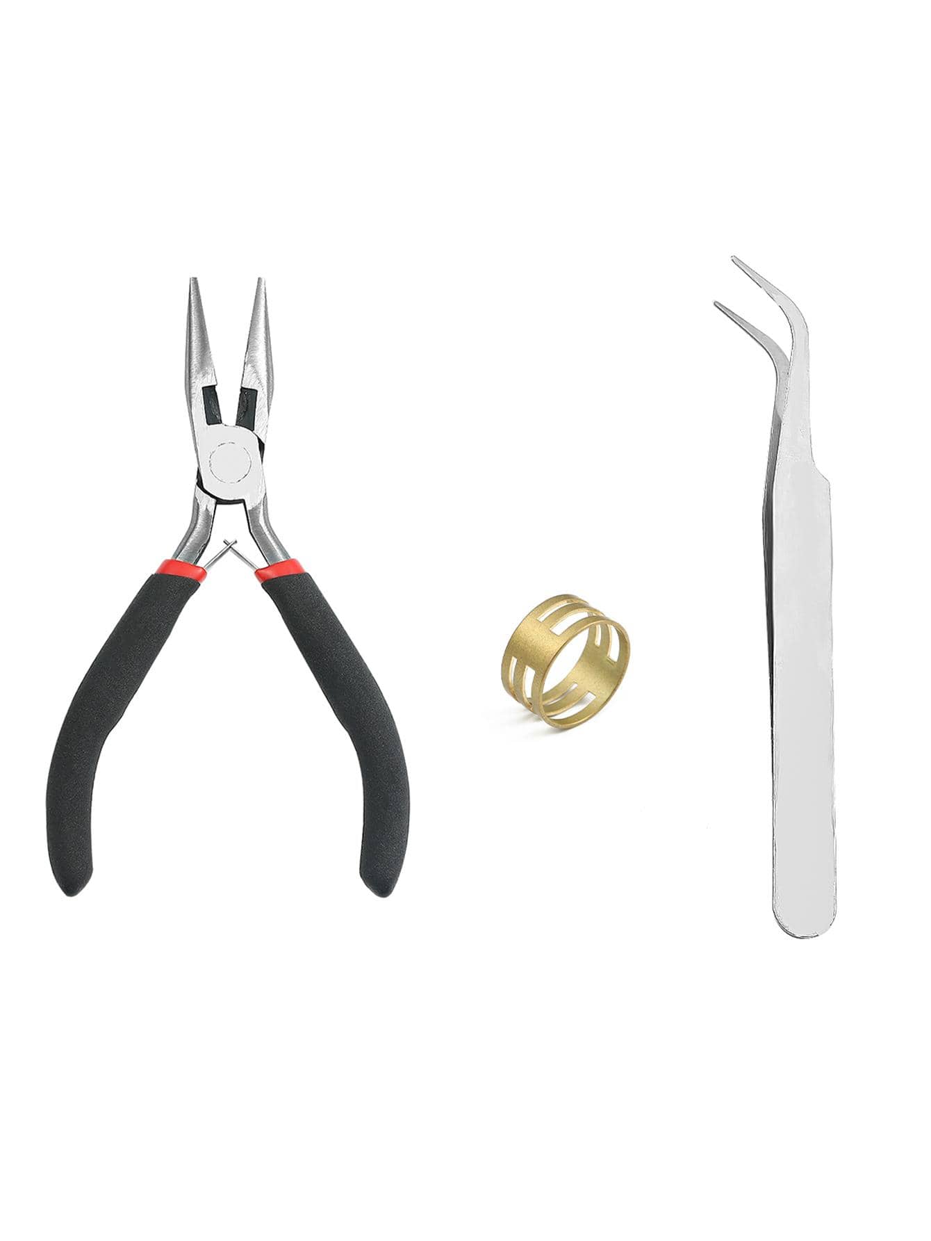 3入組珠寶製作鉗套裝,珠寶製作工具鉗套裝,包括1入組尖頭鼻子鉗,1入組肘部鉗,和1入組戒指 - 彩色 - 查看 1