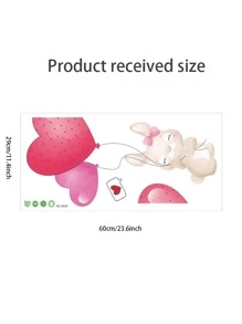 1 miếng dán tường họa tiết hình trái tim và thỏ hoạt hình - Nhiều màu - Xem 6